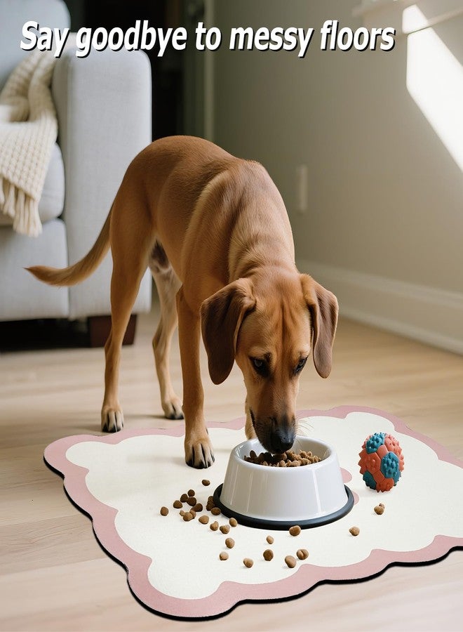 EQUNROY Dog Food Mat 40x50cm (16x20”) - 3.8mm Extra Thick Pet Placemat for Food & Water Bowls, Cute Pink Scalloped Edges, Large Washable Dog Mat for Puppy Cats, Elegant Drip-Tray Floor Protector - Image 4